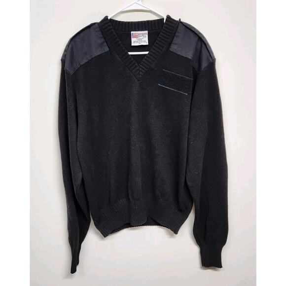 Navy V Neck Pullover By Jack Young Men's XL Black 100% Acrylic Sweater 1420 - Picture 1 of 9